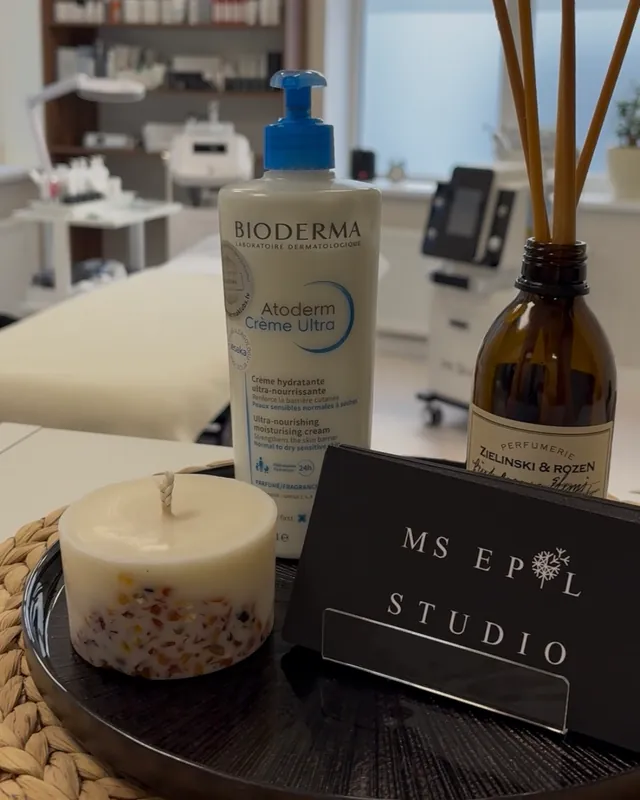 Bioderma, svece un MS EPIL STUDIO vizītkarte